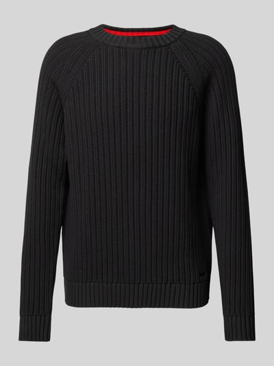 HUGO Strickpullover mit Rundhalsausschnitt Modell 'Sribben' Black 1