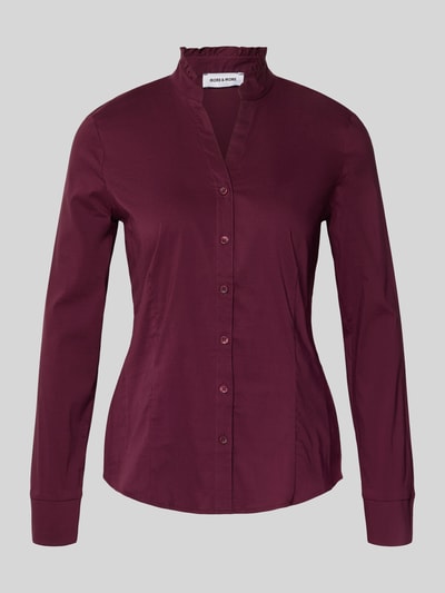 MORE & MORE Slim Fit Bluse mit Rüschen Bordeaux 2