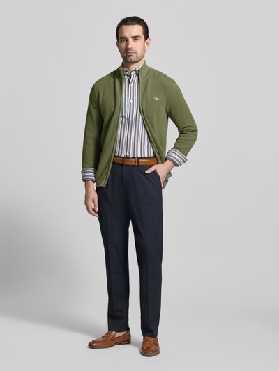 GANT Cardigan mit Zweiwege-Reißverschluss und Label-Stitching Oliv 1