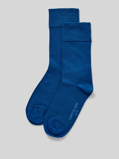 Produktfoto, Socken mit elastischen Bündchen im 2er-Pack von Christian Berg Men, unifarbenes Design in Blau, Baumwoll-Mix, weiche Textur