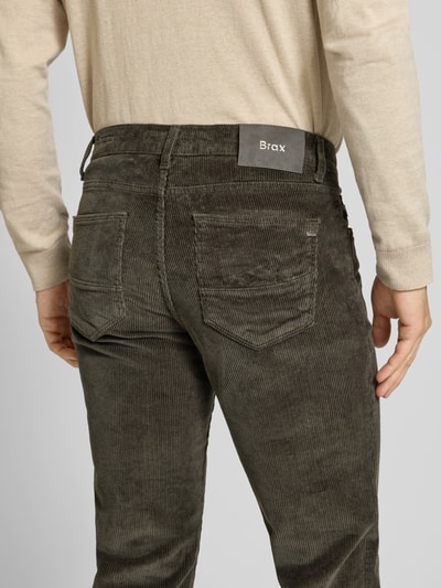 Brax Corduroy broek in 5-pocketmodel, model 'Cadiz' Olijfgroen - 3