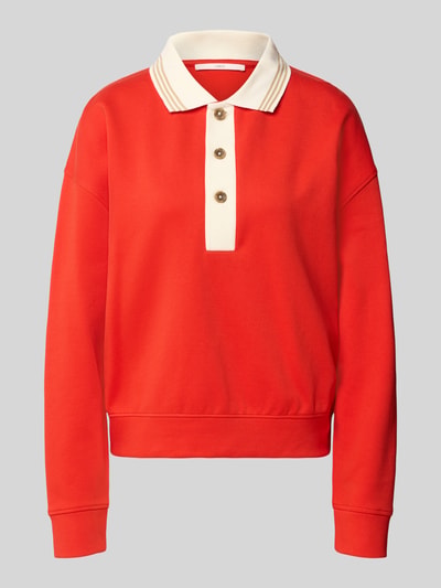 Productfoto, Sweatshirt aus Baumwoll-Mix mit Polokragen van Lanius, rood met contrasterende kraag, elastische boorden, katoen-elastaan mix