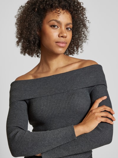 Guess Gebreide pullover in off shoulder-design, model 'NINA' Antraciet gemêleerd - 3