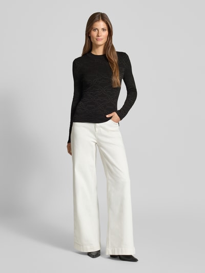 HUGO Longsleeve aus Viskose-Mix in Strick-Optik Modell 'Satero' Black 1