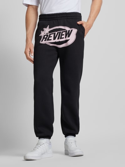 REVIEW Sweatpants mit Label-Print Black 4