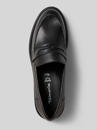Produktfoto, Slipper aus echt leer Model 'Chunky Loafer' van Tamaris, look: effen, punt van de schoen: rond, blokhak, reliëflogo, comfortmodel/open, geprofileerde zool, materiaalverwerking: glad leer/suède, materiaal: echt leer