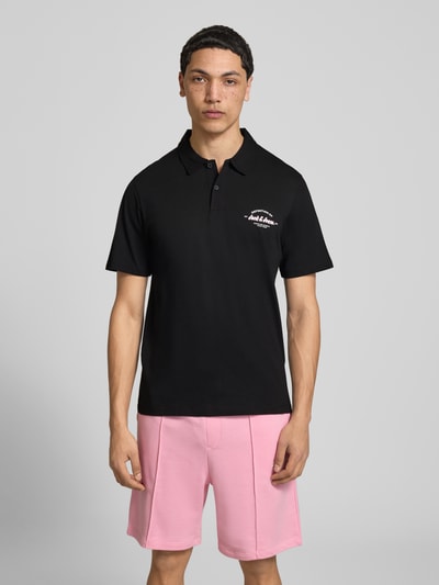 JACK & JONES Poloshirt mit Label-Print Modell 'BRANDON' Black 4