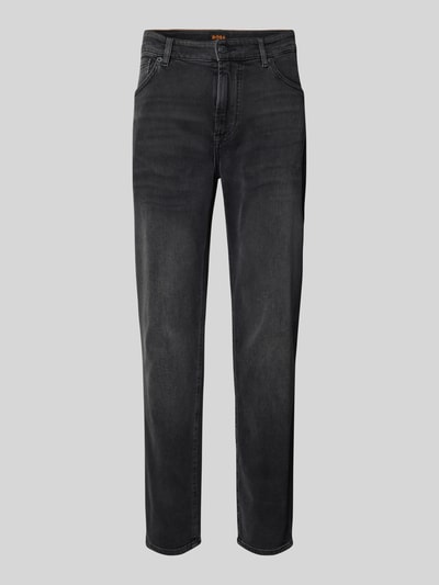 BOSS Orange Regular fit jeans met labelpatch, model 'ONYX' Donkergrijs - 2