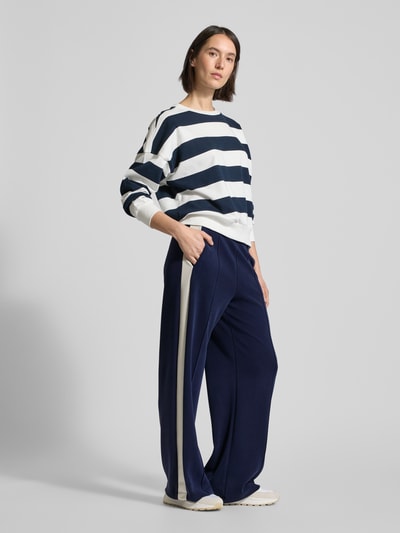 Rich & Royal Straight leg stoffen broek met galonstrepen Marineblauw - 1