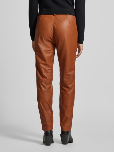 (The Mercer) N.Y. Leren broek met Franse steekzakken Camel gemêleerd - 5