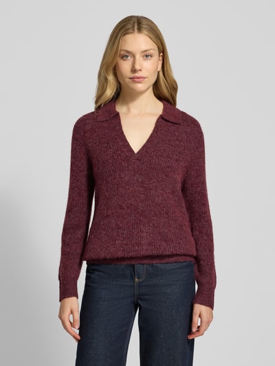 FREE/QUENT Strickpullover mit gerippten Abschlüssen Modell 'Hil' Bordeaux 4