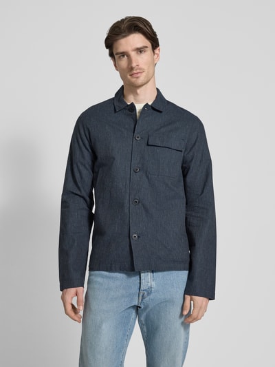 Casual Friday Regular fit overshirt van linnenmix, model 'MYLES' Donkerblauw - 4