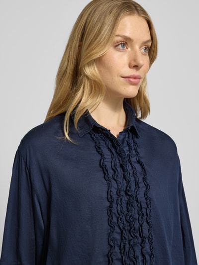 0039 Italy Hemdbluse mit verdeckter Knopfleiste Modell 'DANA' Dunkelblau 3