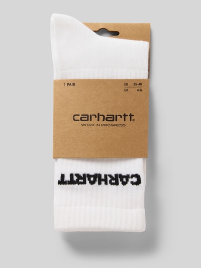 Produktfoto, Socken mit Label-Detail von Carhartt Work In Progress für Herren aus weißem Baumwoll-Mix mit Stretch-Anteil, elastisches Rippenbündchen, körpernahe Passform