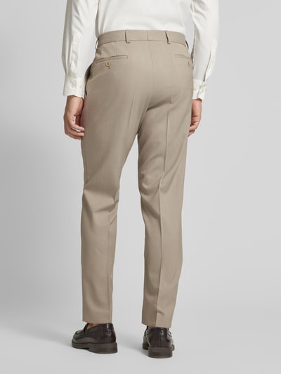 Carl Gross Regular fit pantalon met persplooien, model 'Sendrik' Beige gemêleerd - 5