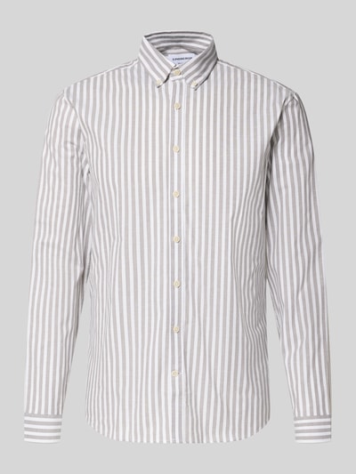 Produktfoto, Relaxed Fit Freizeithemd mit Button-Down-Kragen von Lindbergh im Streifenmuster, Material-Mix mit Stretch-Anteil, neutrale Farben