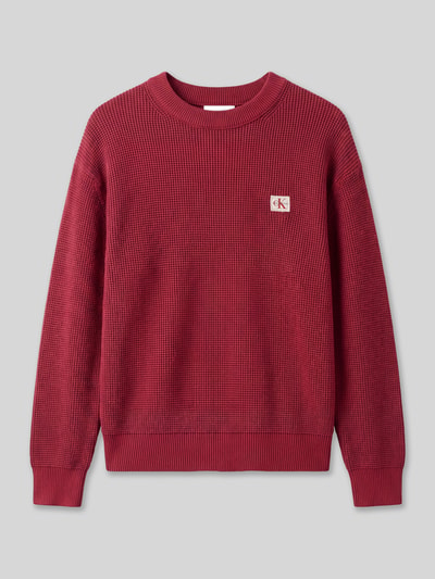 Calvin Klein Jeans Relaxed Fit Pullover aus reiner Baumwolle mit Logo-Stitching Bordeaux 2