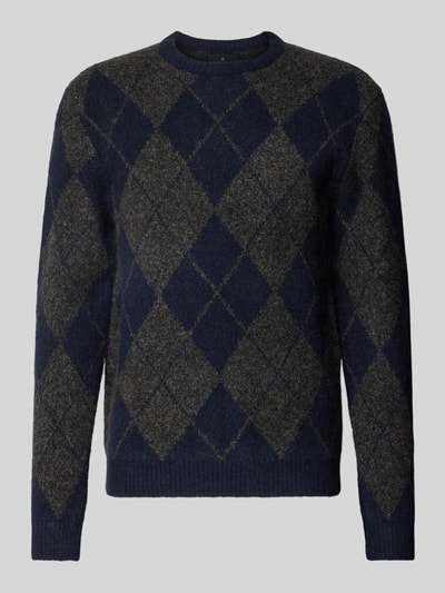JACK & JONES Premium Regular Fit Strickpullover aus elastischem Woll-Mix Marine 1