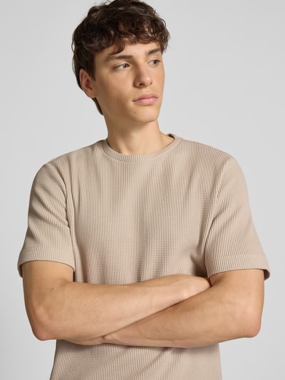 Only & Sons Regular Fit T-Shirt mit Waffelmuster Beige 3