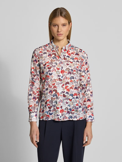 MORE & MORE regular fit overhemdblouse met all-over motiefprint model 'Februar' Rood - 4