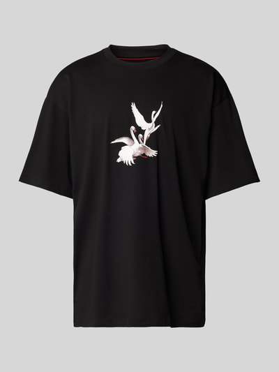HUGO T-Shirt mit Motiv-Print Modell 'Asil' Black 2