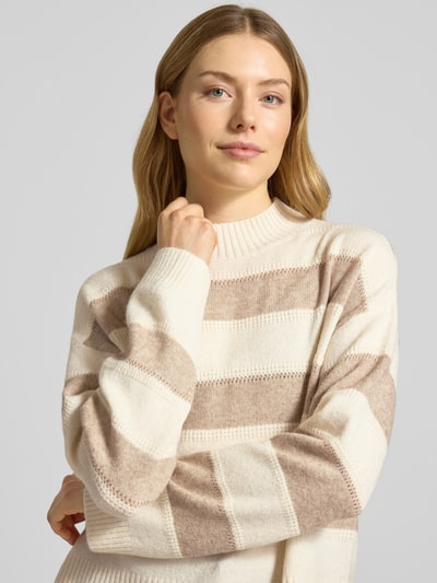 Vero Moda Regular Fit Pullover mit Allover-Muster Modell 'NEZ' Offwhite 3