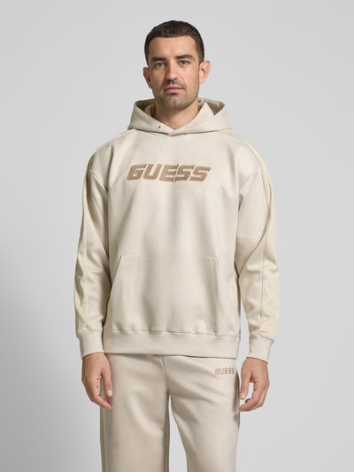 Guess Activewear Hoodie mit Label-Detail Modell 'MOJO' Stein 4