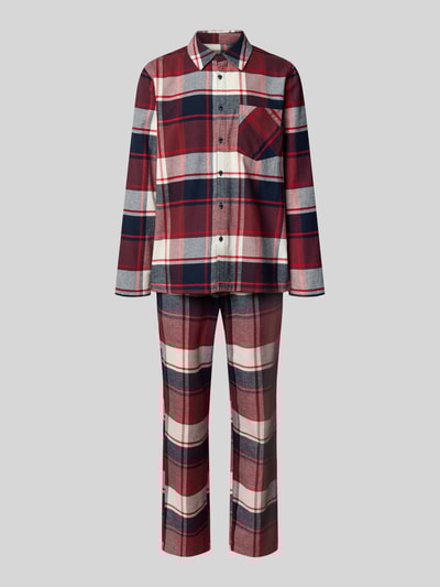 Schiesser Pyjama mit Brusttasche und Knopfleiste Bordeaux 1