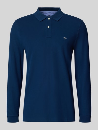 Fynch-Hatton Regular Fit Langarm-Poloshirt mit Label-Stitching Marine Melange 1