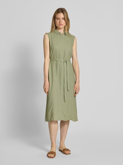 ICHI Hemdblusenkleid aus Leinen-Viskose-Mix mit Bindegürtel Schilf 4