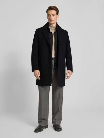 Antony Morato Regular fit lange jas met reverskraag, model 'Rupert' Zwart - 1