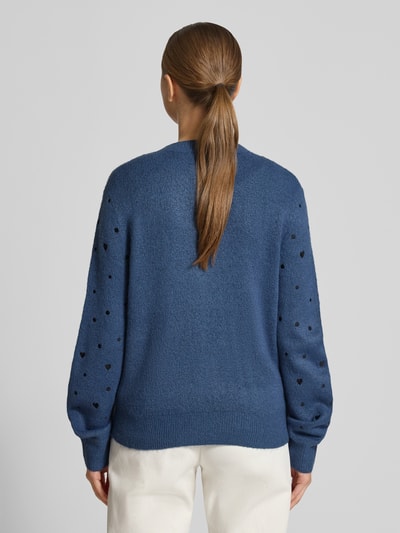 Tom Tailor Denim Regular Fit Strickjacke mit Stickereien Dunkelblau Melange 5