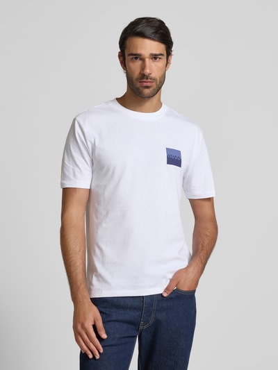 HUGO T-Shirt mit Label-Print und Rundhalsausschnitt Modell 'Dapusi' Weiss 4