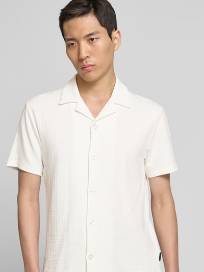 Strellson Regular fit vrijetijdsoverhemd met structuurmotief, model 'Filip' Offwhite - 3