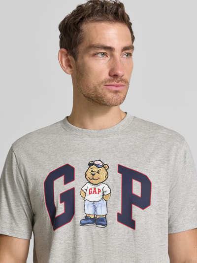 GAP Koszulka z nadrukiem logo, krój regular fit Średnioszary melanż 3