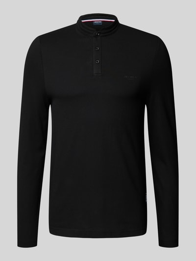 HECHTER PARIS Longsleeve mit kurzer Knopfleiste und Label-Detail Black 2