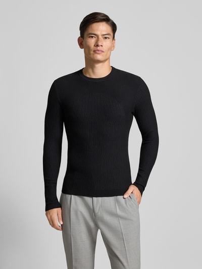 Antony Morato Slim fit pullover in gebreide look van viscosemix Zwart - 4