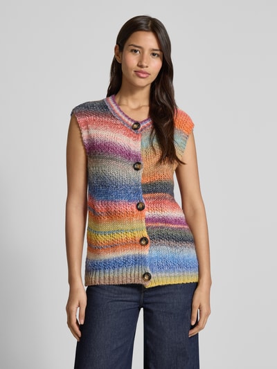 LOLLYS LAUNDRY Kamizelka z dzianiny z okrągłym dekoltem model ‘Nynne’ Pomarańczowy 4