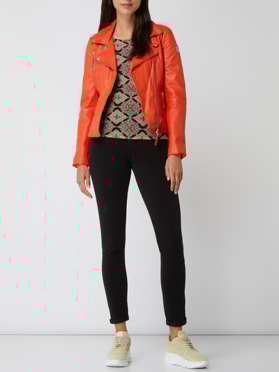 Freaky Nation Leren jack in bikerlook, model 'Biker Princess' Oranje - 1