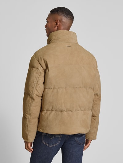 BOSS Orange Regular fit gewatteerd jack van echt lamsleer, model 'JOCAMP' Olijfgroen - 5