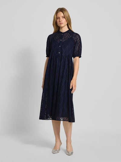 s.Oliver BLACK LABEL Regular fit midi-jurk met voering van viscose Marineblauw - 4