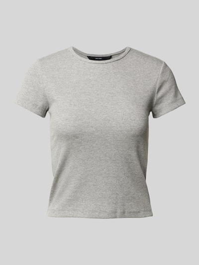 Vero Moda Kurzarm T-Shirt mit Metall-Effekt-Garn Modell 'CHLOE' Hellgrau Melange 2