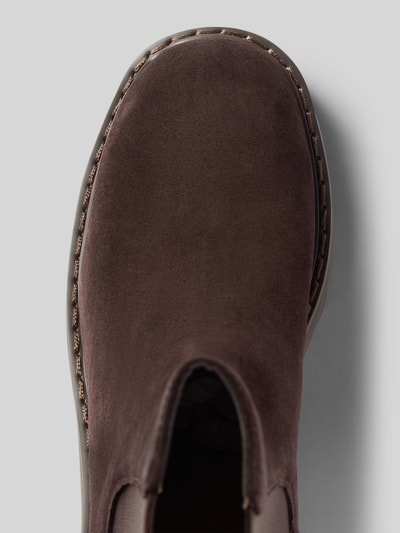 Produktfoto, Stiefel aus Leder-Mix Modell 'Asher' von MICHAEL Michael Kors in Braun mit profilierter Sohle, strukturierte Oberfläche, Detailaufnahme