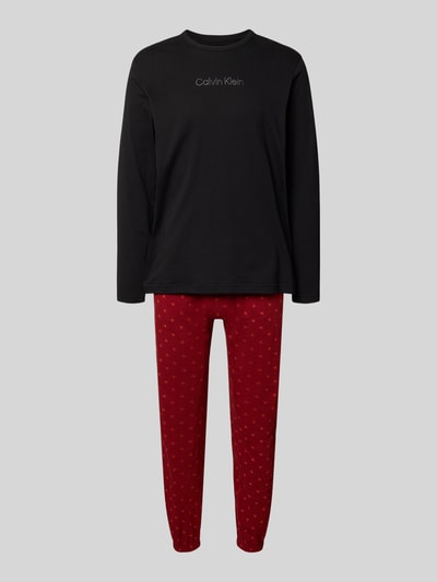 Calvin Klein Underwear Pyjama mit Logo-Muster und Label-Stitching Bordeaux 1