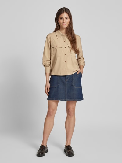 MOS MOSH Relaxed fit blouse met borstzakken, model 'PHILA' Zand - 1