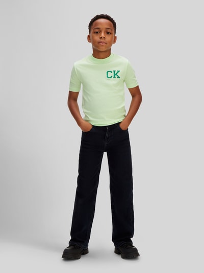 Calvin Klein Jeans regular fit T-shirt van puur katoen model 'CHEST' Lichtgroen - 1