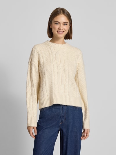 Levi's® Strickpullover mit Zopfmuster Modell 'INES' Ecru 4