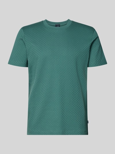 Produktfoto, T-Shirt mit geripptem Rundhalsausschnitt von JOOP! Collection w kolorze zielonym, regular fit, czysta bawełna, długość tyłu 68 cm