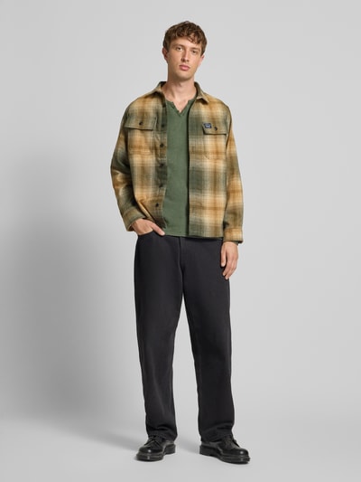 Blend Shirt met lange mouwen en korte knoopsluiting, model 'IVALDE' Donkergroen - 1