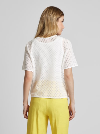OPUS T-shirt z ażurowym wzorem model ‘Sefrira’ Złamany biały 5